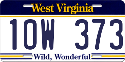 WV license plate 1OW373