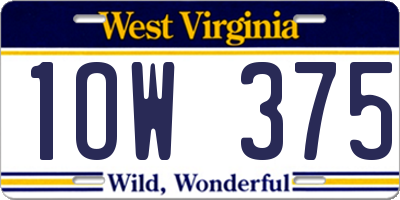 WV license plate 1OW375