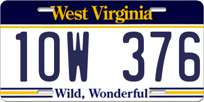 WV license plate 1OW376
