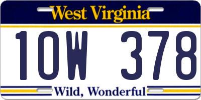 WV license plate 1OW378