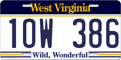 WV license plate 1OW386