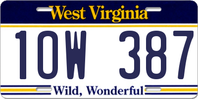 WV license plate 1OW387