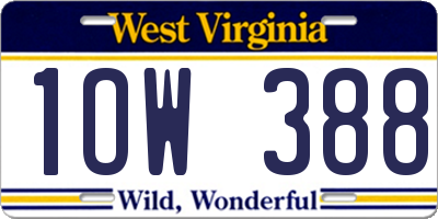 WV license plate 1OW388