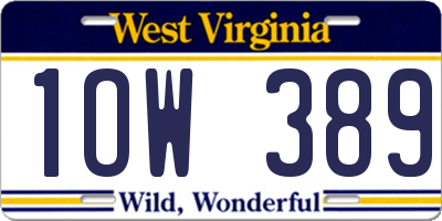 WV license plate 1OW389