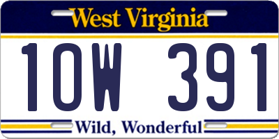 WV license plate 1OW391