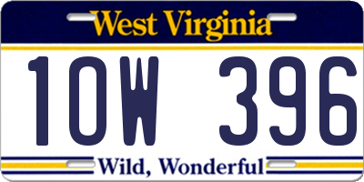 WV license plate 1OW396