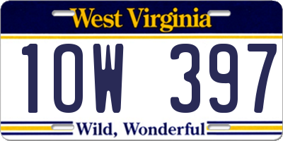 WV license plate 1OW397