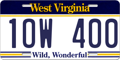 WV license plate 1OW400