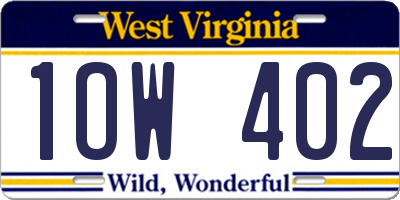 WV license plate 1OW402