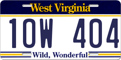 WV license plate 1OW404