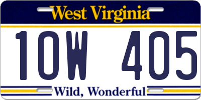 WV license plate 1OW405