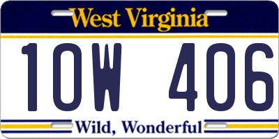 WV license plate 1OW406