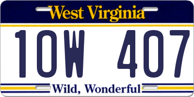 WV license plate 1OW407