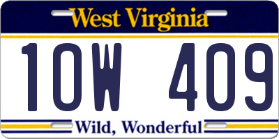 WV license plate 1OW409