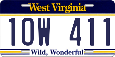 WV license plate 1OW411
