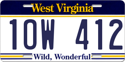 WV license plate 1OW412