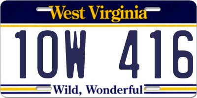 WV license plate 1OW416