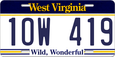 WV license plate 1OW419