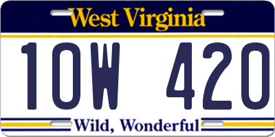WV license plate 1OW420