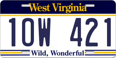 WV license plate 1OW421