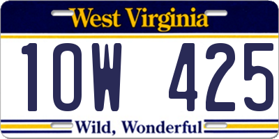 WV license plate 1OW425