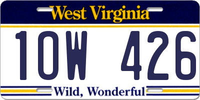 WV license plate 1OW426