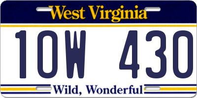 WV license plate 1OW430