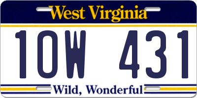 WV license plate 1OW431