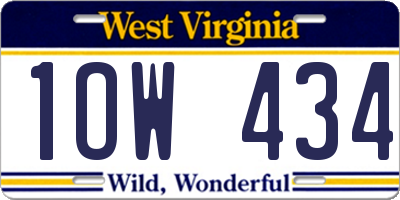 WV license plate 1OW434