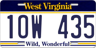 WV license plate 1OW435