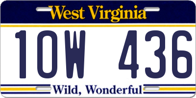 WV license plate 1OW436