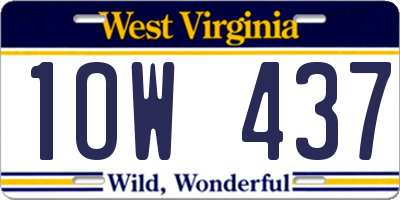 WV license plate 1OW437
