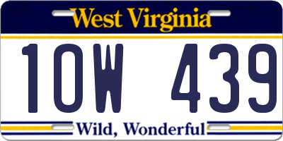 WV license plate 1OW439