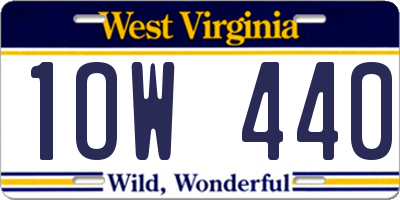 WV license plate 1OW440