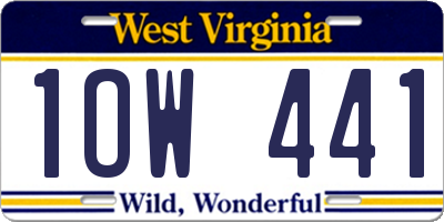 WV license plate 1OW441