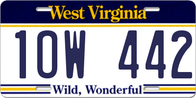 WV license plate 1OW442