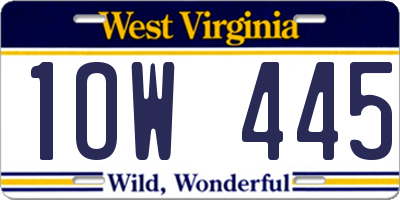 WV license plate 1OW445