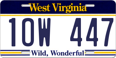 WV license plate 1OW447