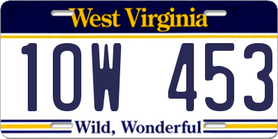 WV license plate 1OW453
