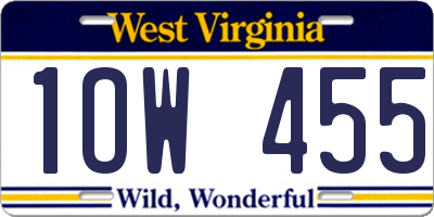 WV license plate 1OW455
