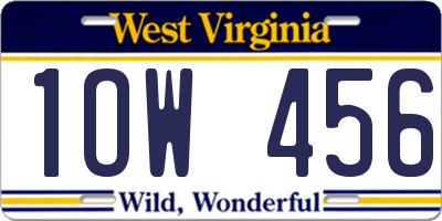 WV license plate 1OW456