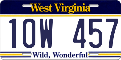 WV license plate 1OW457