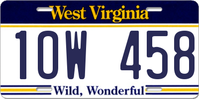 WV license plate 1OW458