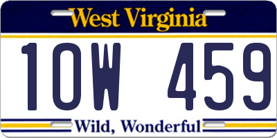 WV license plate 1OW459