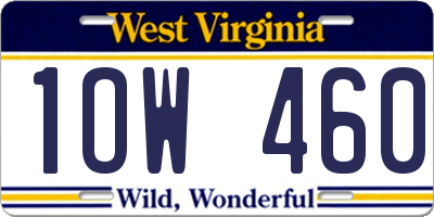 WV license plate 1OW460