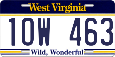 WV license plate 1OW463