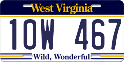 WV license plate 1OW467