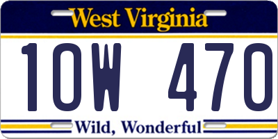 WV license plate 1OW470