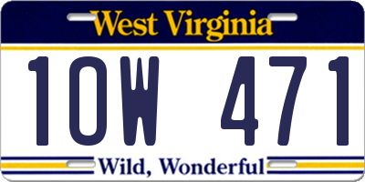 WV license plate 1OW471