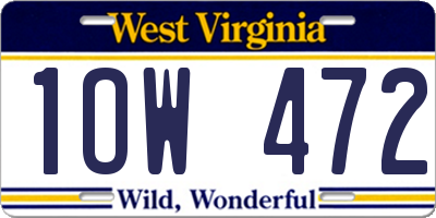 WV license plate 1OW472